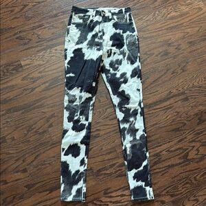 Black and White Cow Print Jeans